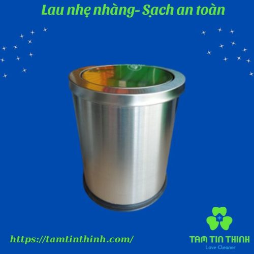 Thùng rác innox để phòng dạng tròn nắp lật