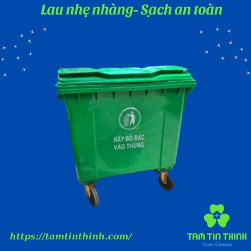 Thùng rác nhựa 1100L màu xanh