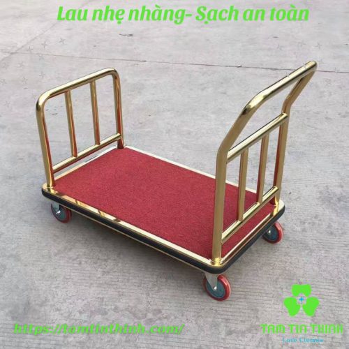 Xe đẩy hành lý khách sạn inox mạ vàng