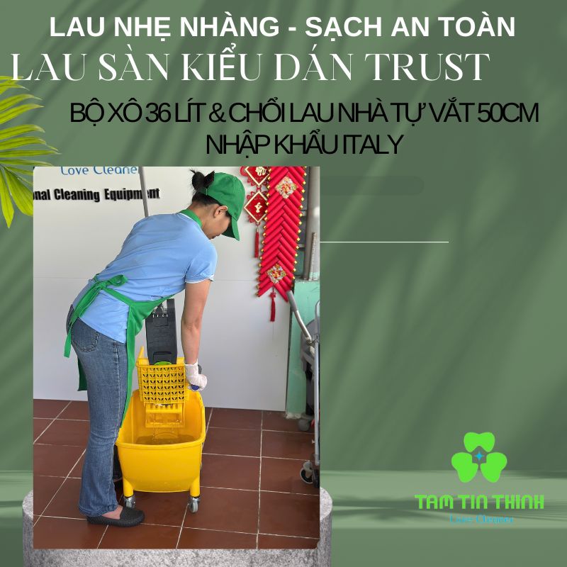 Bộ Xô 36 Lít & Chổi Lau Nhà Tự Vắt 50cm nhập khẩu Italy