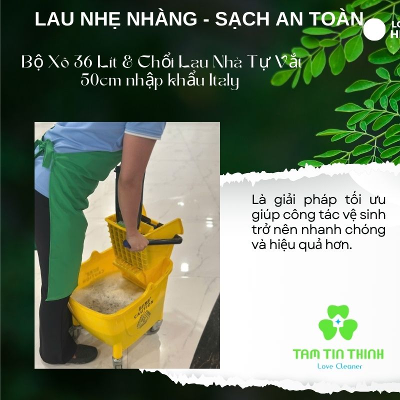 Bộ Xô 36 Lít & Chổi Lau Nhà Tự Vắt 50cm nhập khẩu Italy