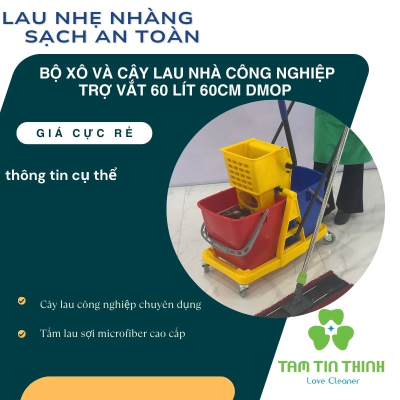 Bộ Xô và Cây Lau Nhà Công Nghiệp Trợ Vắt 60 lít 60cm Dmop – Giải Pháp Vệ Sinh Hiệu Quả Cho Mọi Không Gian Lớn