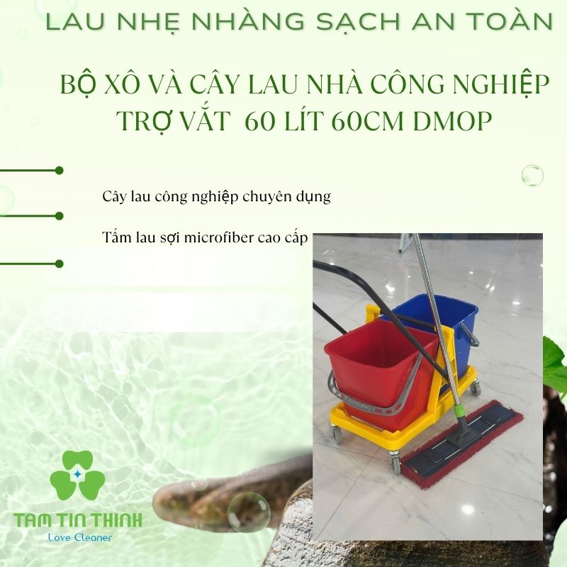 Bộ Xô và Cây Lau Nhà Công Nghiệp Trợ Vắt 60 lít 60cm Dmop04 Thùng Chứa Nhựa Dày Lớn 1100 Lít