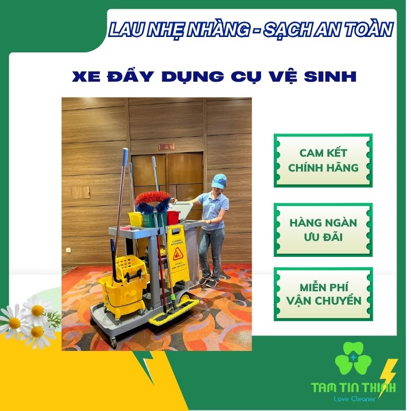 Xe đẩy dụng cụ vệ sinh