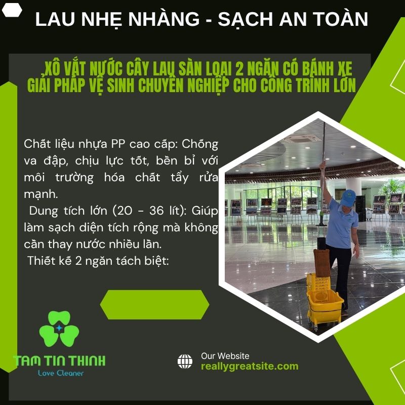 Combo Xô Vắt 24 Lít Kết Hợp Cây Lau Công Nghiệp Dmop
