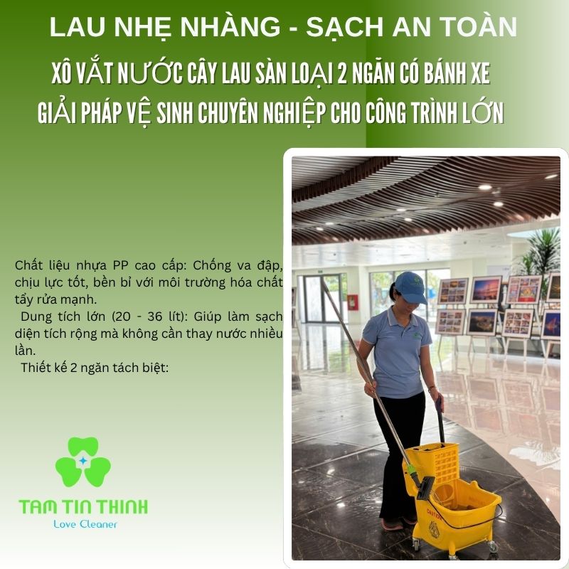Combo Xô Vắt 24 Lít Kết Hợp Cây Lau Công Nghiệp Dmop