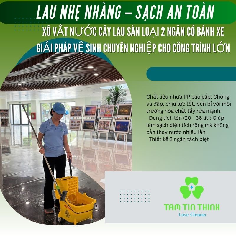 Combo Xô Vắt 24 Lít Kết Hợp Cây Lau Công Nghiệp Dmop