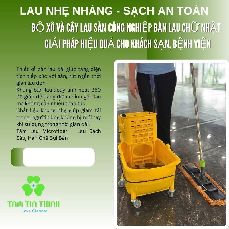 Combo Xô Vắt 24 Lít Kết Hợp Cây Lau Công Nghiệp Dmop