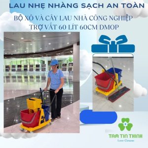 Combo Xô Vắt 2 Ngăn 50 Lít và Cây Lau Công Nghiệp Dmop