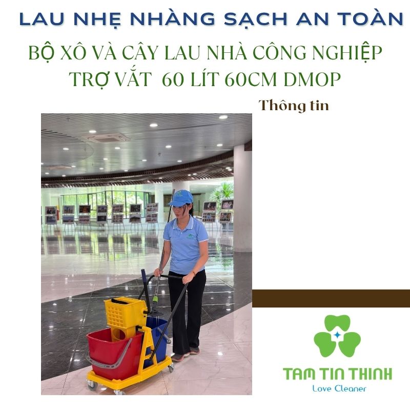 Combo Xô Vắt 2 Ngăn 50 Lít và Cây Lau Công Nghiệp Dmop