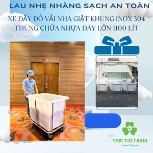 Xe Đẩy Đồ Vải Nhà Giặt Khung Inox 304