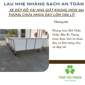 Xe Đẩy Đồ Vải Nhà Giặt Khung Inox 304